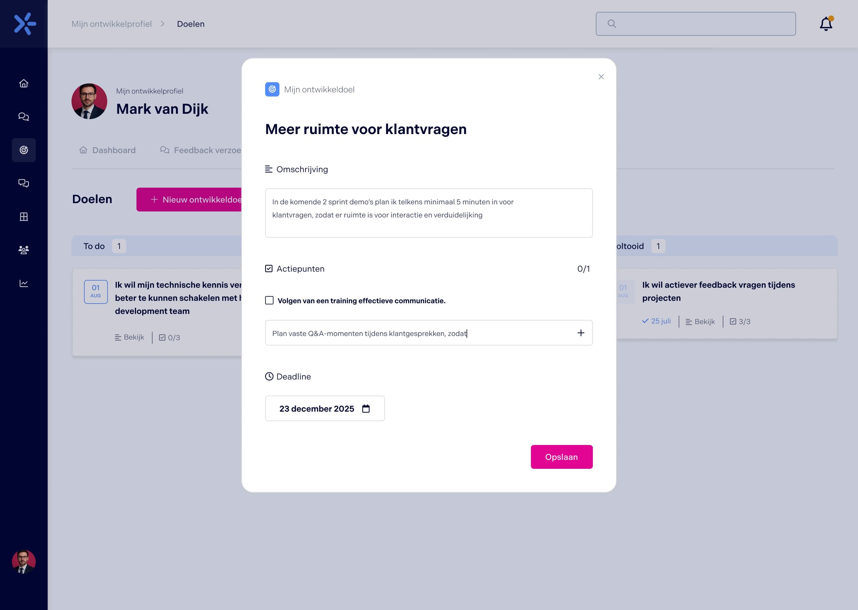 Doel aanmaken in Nela